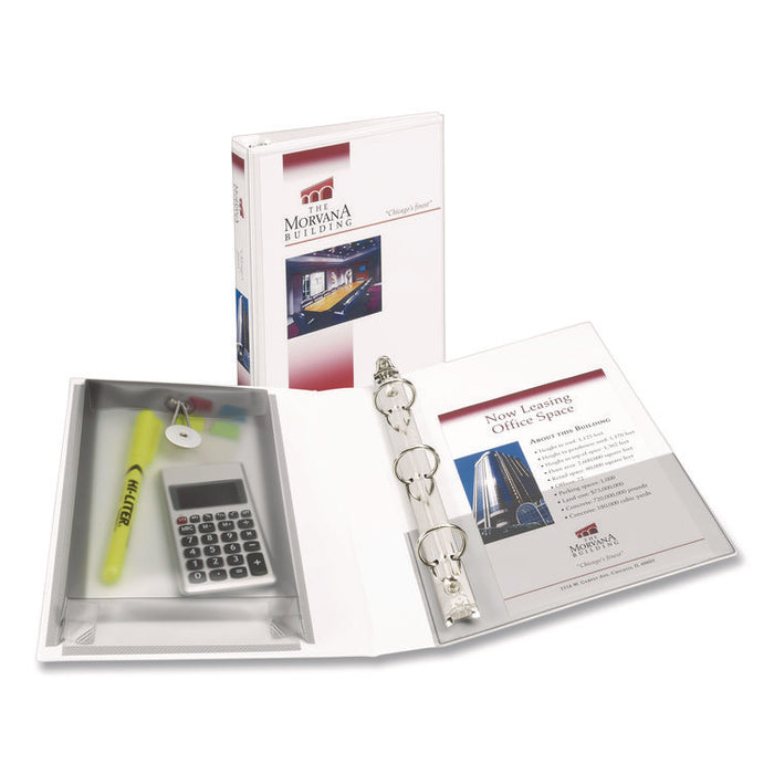 Mini Size Protect and Store View Binder with Round Rings, 3 Rings, 1" Capacity, 8.5 x 5.5, White