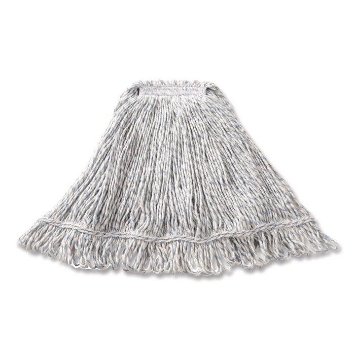 Super Stitch Finish Mop Heads, Cotton/Rayon/Synthetic, Blue/White
