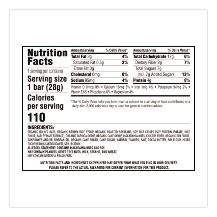 Energy Bar Minis, White Chocolate Macadamia Nut, 1 oz Bar, 20/Box