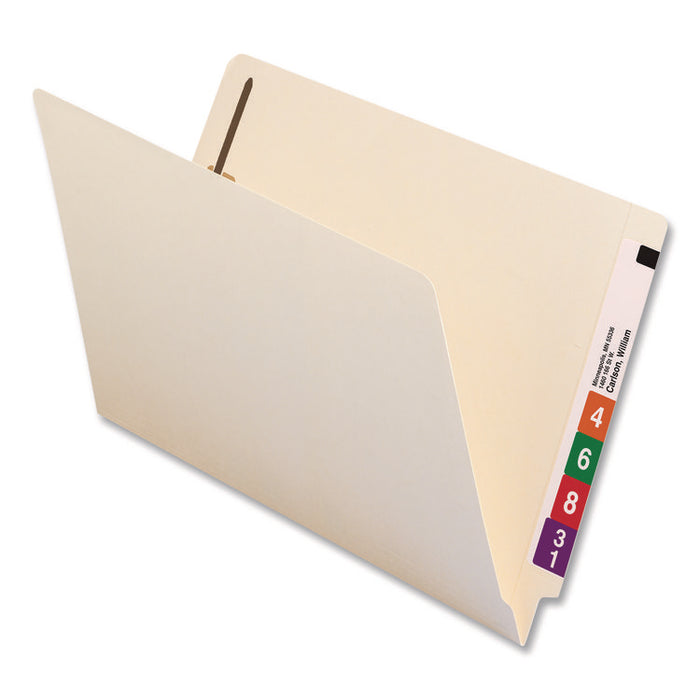Manila End Tab Fastener Folders, Reinforced Straight Tab, Expands 0.75", 2 Fasteners, Legal Size, 11-pt Manila, 50/Box