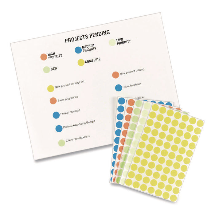 Handwrite Only Self-Adhesive Removable Round Color-Coding Labels, 0.5" dia, Neon Green, 60/Sheet, 14 Sheets/Pack, (5052)