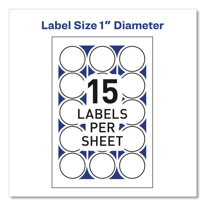 Printable Mailing Seals, 1" dia, Clear, 15/Sheet, 32 Sheets/Pack, (5248)