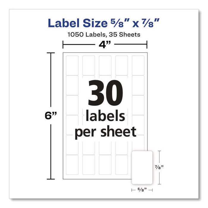 Removable Multi-Use Labels, Handwrite Only, 0.63 x 0.88, White, 30/Sheet, 35 Sheets/Pack, (5424)