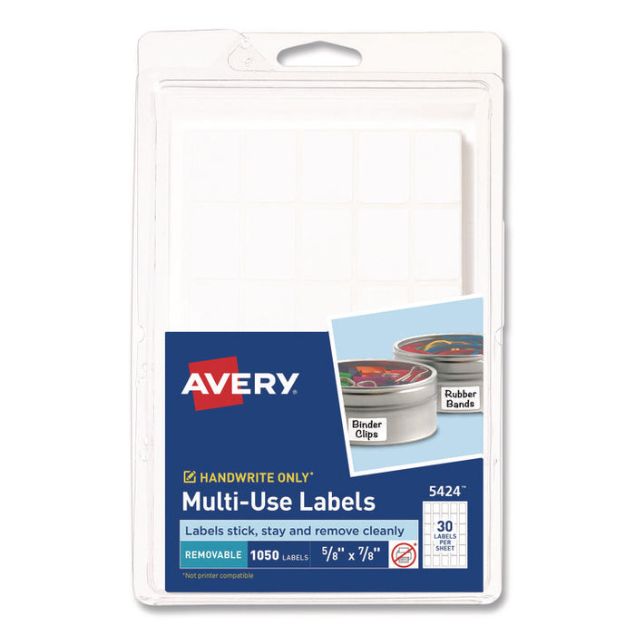 Removable Multi-Use Labels, Handwrite Only, 0.63 x 0.88, White, 30/Sheet, 35 Sheets/Pack, (5424)