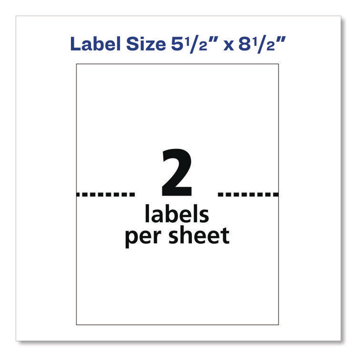 White Shipping Labels-Bulk Packs, Inkjet/Laser Printers, 5.5 x 8.5, White, 2/Sheet, 250 Sheets/Box