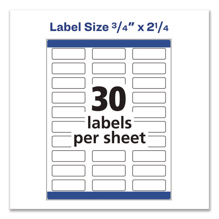 Vibrant Laser Color-Print Labels w/ Sure Feed, 0.75 x 2.25, White, 750/PK