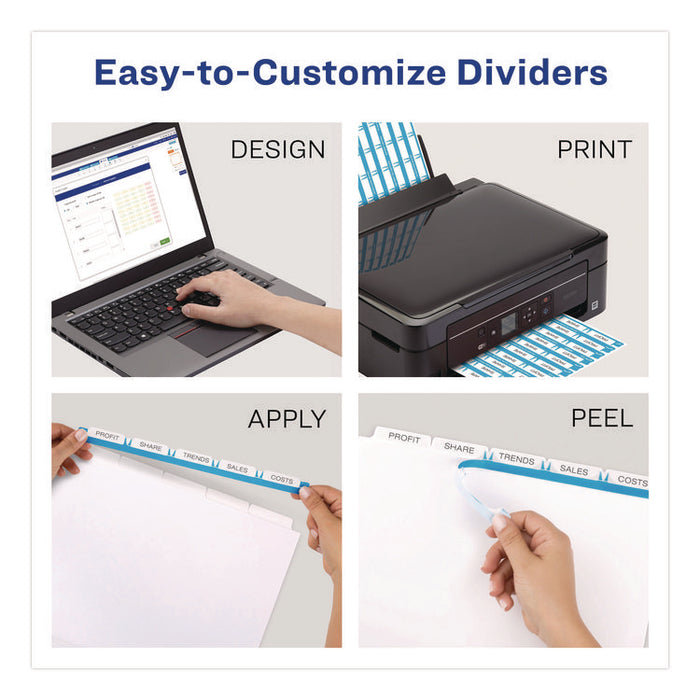 Print and Apply Index Maker Clear Label Dividers with Printable Label Strip and White Tabs, 5-Tab, 11 x 8.5, White, 1 Set