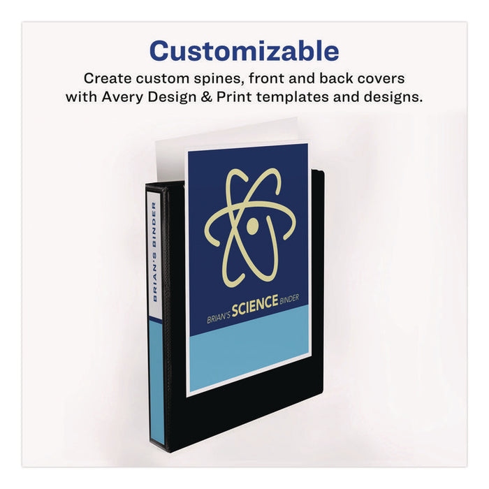 Mini Size Protect and Store View Binder with Round Rings, 3 Rings, 1" Capacity, 8.5 x 5.5, Blue