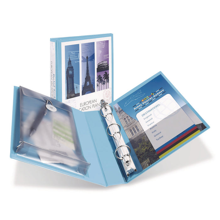Mini Size Protect and Store View Binder with Round Rings, 3 Rings, 1" Capacity, 8.5 x 5.5, Blue