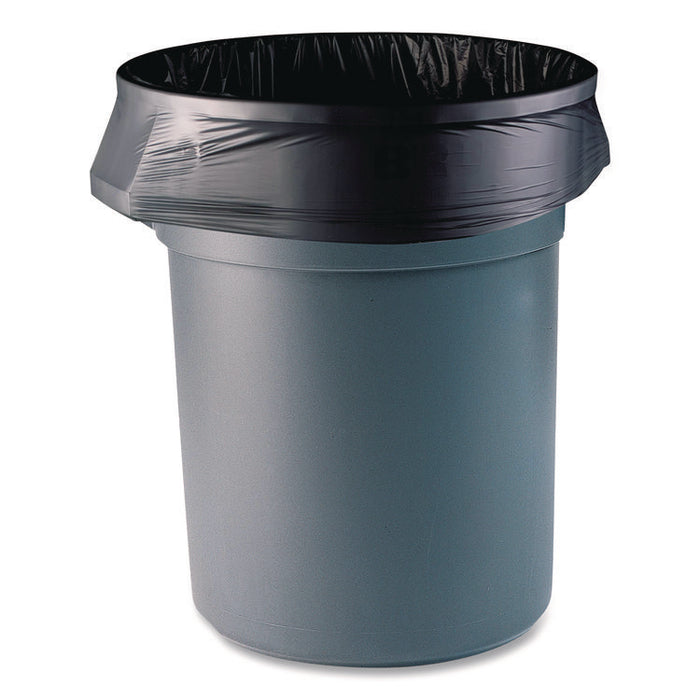 High-Density Can Liners, 60 gal, 22 mic, 38 x 60, Black, Perforated Roll, 150/Carton