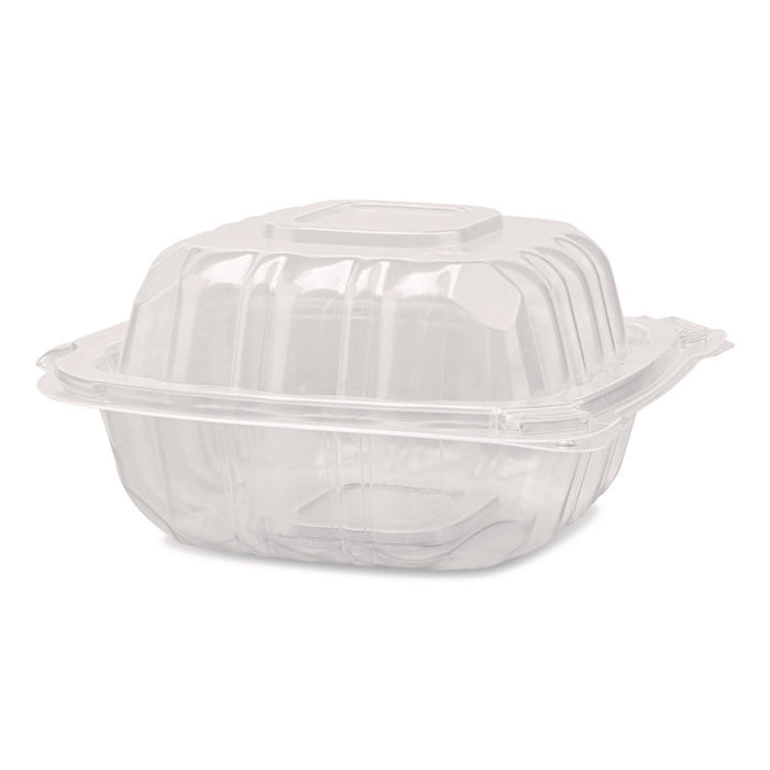 Polypropylene Plastic Hinged Container, 6 x 6 x 3.3, Clear, Plastic, 50/Pack, 6 Packs/Carton