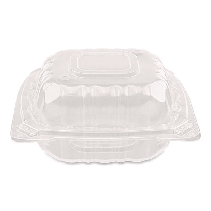 Polypropylene Plastic Hinged Container, 6 x 6 x 3.3, Clear, Plastic, 50/Pack, 6 Packs/Carton