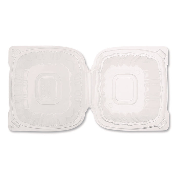 Polypropylene Plastic Hinged Container, 6 x 6 x 3.3, Clear, Plastic, 50/Pack, 6 Packs/Carton