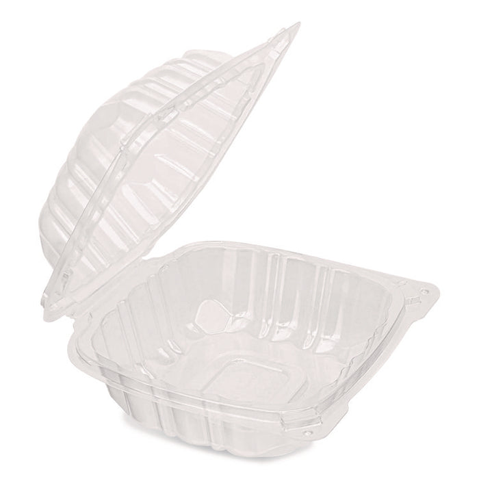 Polypropylene Plastic Hinged Container, 6 x 6 x 3.3, Clear, Plastic, 50/Pack, 6 Packs/Carton