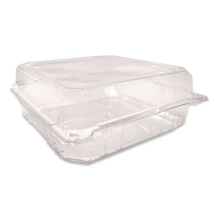 PET Plastic Hinged Container, 9 x 9 x 3.6, Clear, Plastic, 100/Pack, 2 Packs/Carton