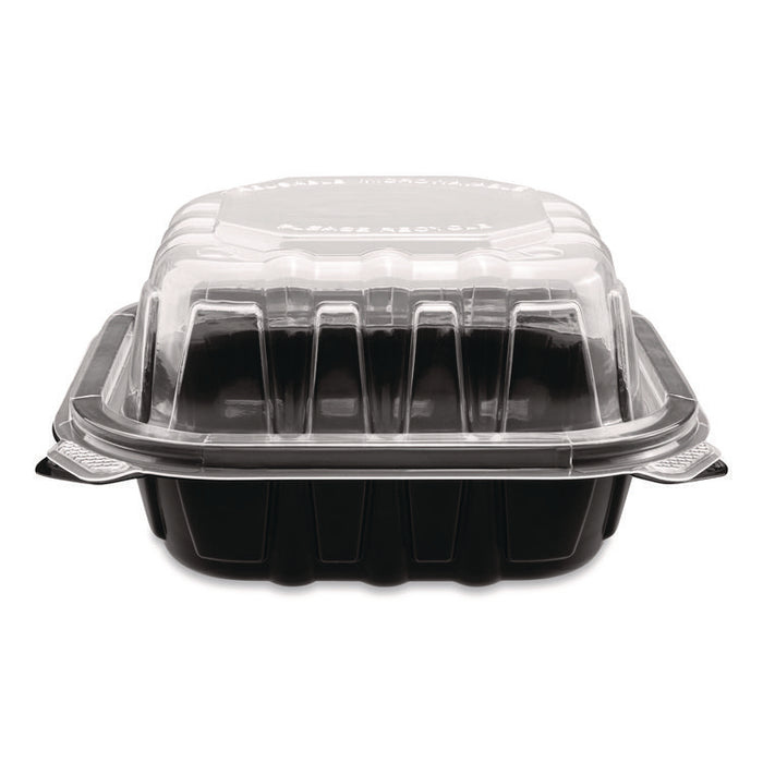 Polypropylene Plastic Hinged Container, 6 x 6 x 3, Black/Clear, Plastic, 50/Pack, 6 Packs/Carton