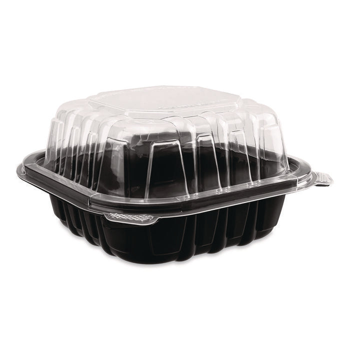 Polypropylene Plastic Hinged Container, 6 x 6 x 3, Black/Clear, Plastic, 50/Pack, 6 Packs/Carton