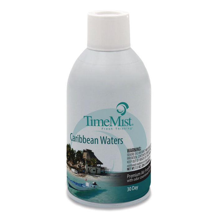 Premium Metered Air Freshener Refill, Caribbean Waters, 7.1 oz Aerosol Spray 12/Carton