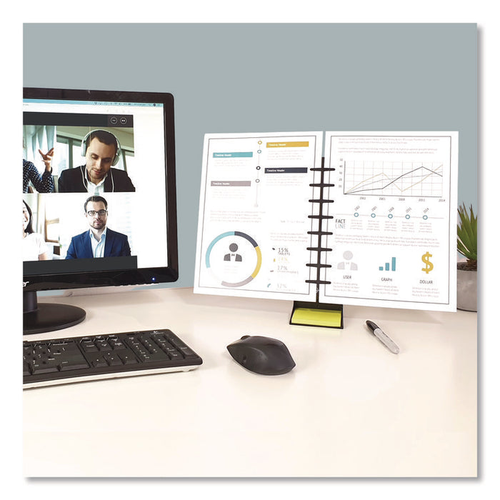 Desktop Pro Double-Wide Document Stand, Holds Up to 2 Legal Size Sheets, Plastic, Black