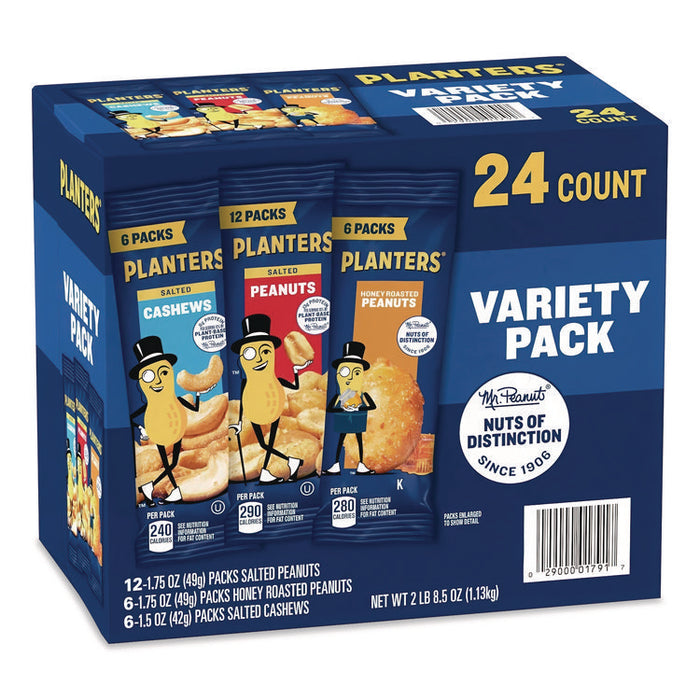 Salted Nuts Variety Pack, Assorted Flavors, 1.5 oz/1.75 oz Packs, 24/Carton