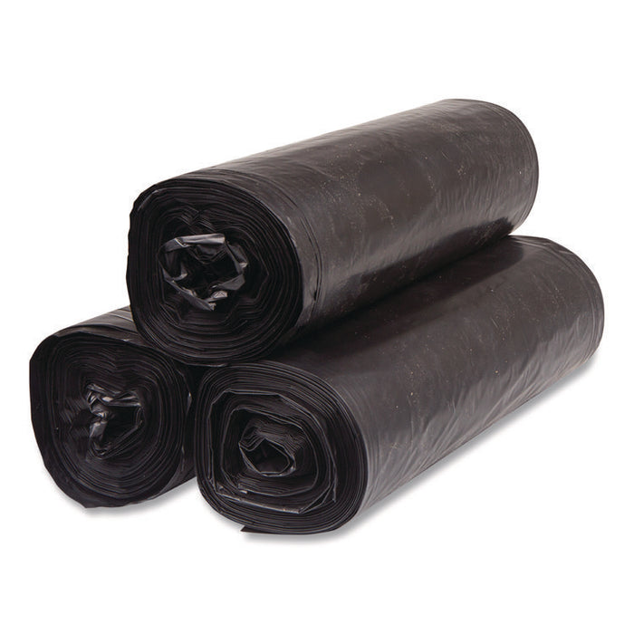 Institutional Low-Density Can Liners, 45 gal, 1.5 mil, 40" x 46", Black, Interleaved Roll, 20 Bags/Roll, 5 Rolls/Carton