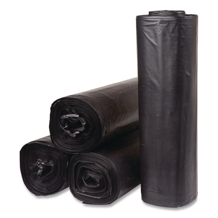 Low-Density Commercial Can Liners, 60 gal, 1.15 mil, 38 x 58, Black, Interleaved Roll, 25 Bags/Roll, 4 Rolls/Carton