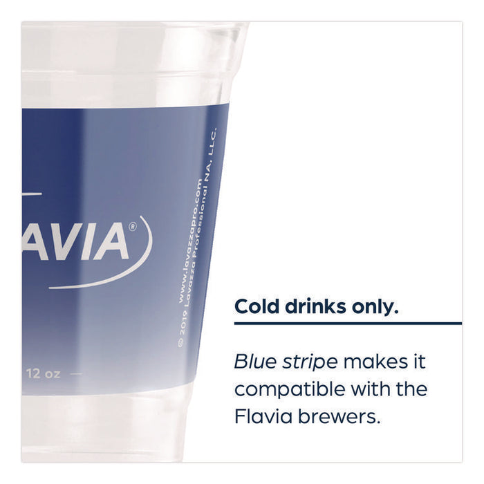 Cold Cups 12 oz, Blue Band Flavia Logo, Clear/Blue, 1,000/Carton