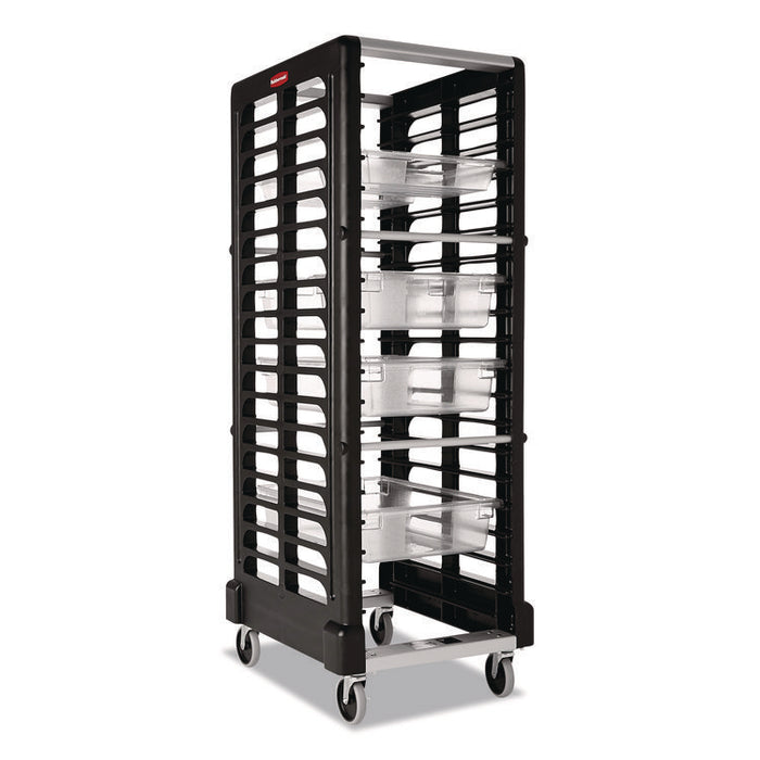 End Loader Rack for Food Boxes and Sheet Pans, 18 Rack, Plastic, 23.75" x 28.75" x 67.88", Black