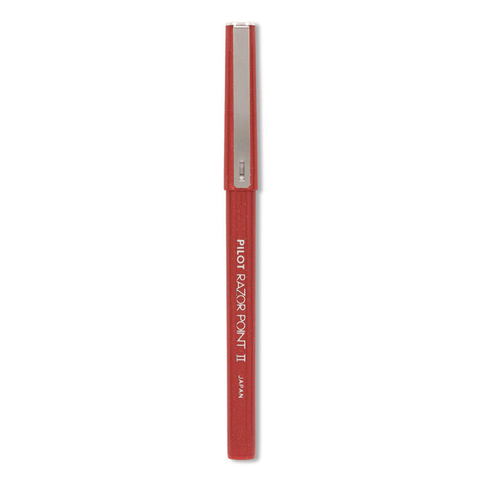 Razor Point II Super Fine Line Porous Point Pen, Stick, Super-Fine 0.2 mm, Red Ink, Red Barrel, Dozen