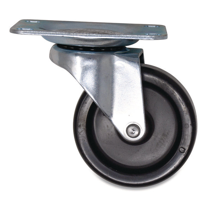 Casters, 2.5" x 3.5" Swivel Mount Plate, 3" Wheel, Black