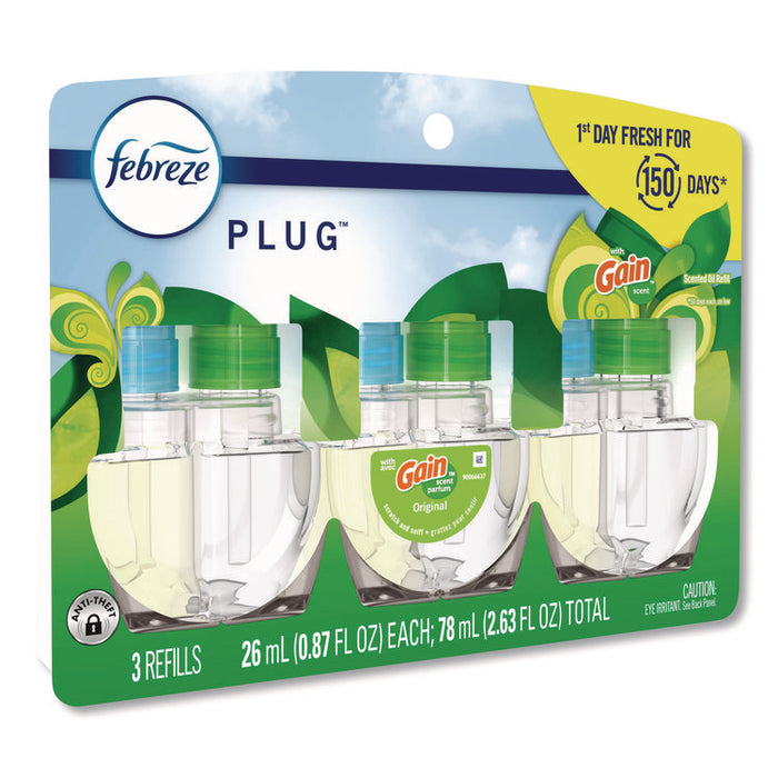 PLUG Air Freshener Refills, Gain, 2.63 oz, 3/Pack, 6 Packs/Carton