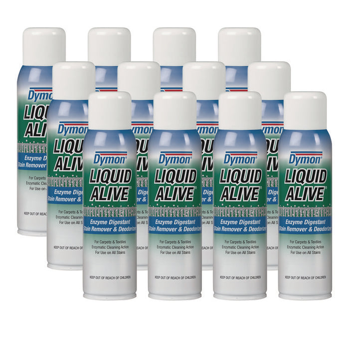 LIQUID ALIVE Enzyme Digestant Carpet and Textile Cleaner/Deodorizer, 20 oz Aerosol Spray, 12/Carton