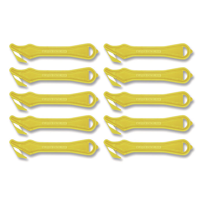 Excel Plus Safety Cutter, 7" Plastic Handle, Yellow, 10/Pack