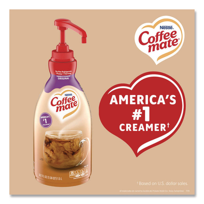 Liquid Coffee Creamer, Sweetened Original, 1.5 L Pump Bottle, 2/Carton
