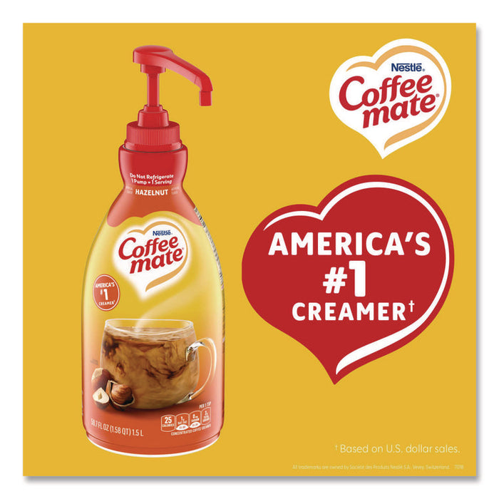 Liquid Coffee Creamer, Hazelnut, 1.5 L Pump Bottle, 2/Carton
