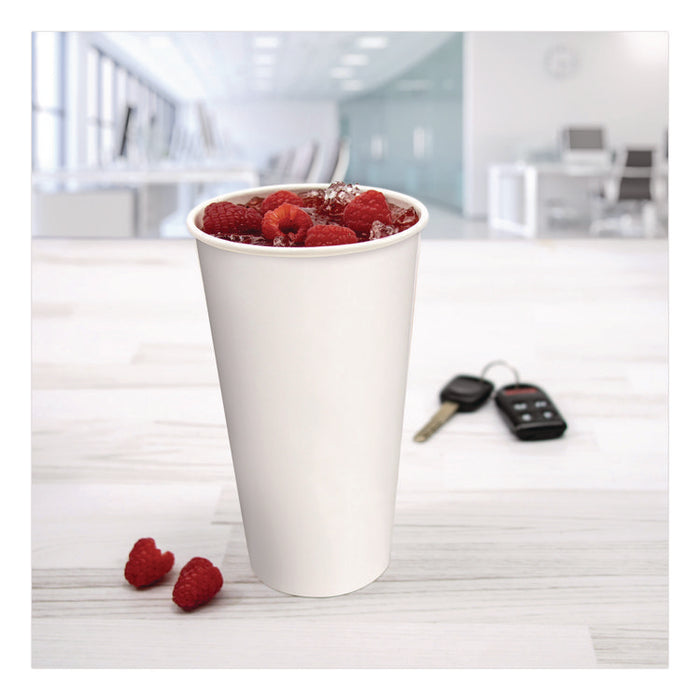 Double Sided Poly (DSP) Paper Cold Cups, 28 oz to 32 oz, White, 40 Cups/Sleeve, 12 Sleeves/Carton