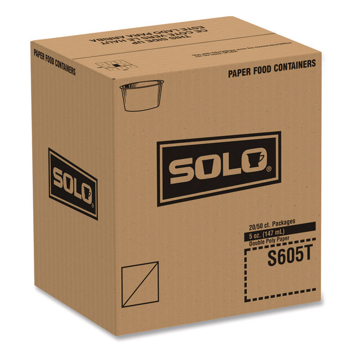 Double Poly Paper Food Containers, 5 oz, 3.38" Diameter x 2.01"h, White, Paper, 1,000/Carton