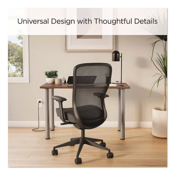 Essentials Writing Table-Desk with Integrated Power Management, 47.5" x 23.7" x 28.8", Espresso/Aluminum