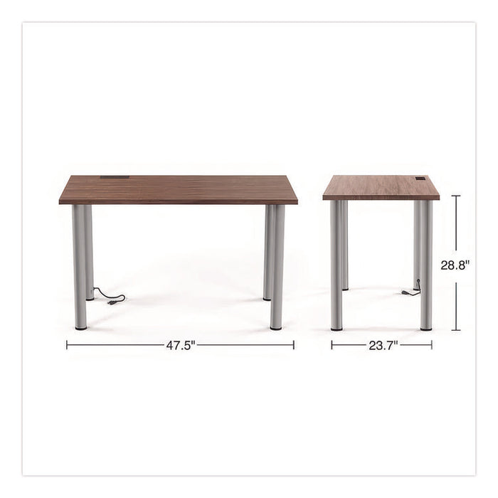 Essentials Writing Table-Desk with Integrated Power Management, 47.5" x 23.7" x 28.8", Espresso/Aluminum