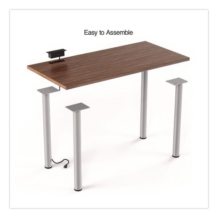 Essentials Writing Table-Desk with Integrated Power Management, 47.5" x 23.7" x 28.8", Espresso/Aluminum