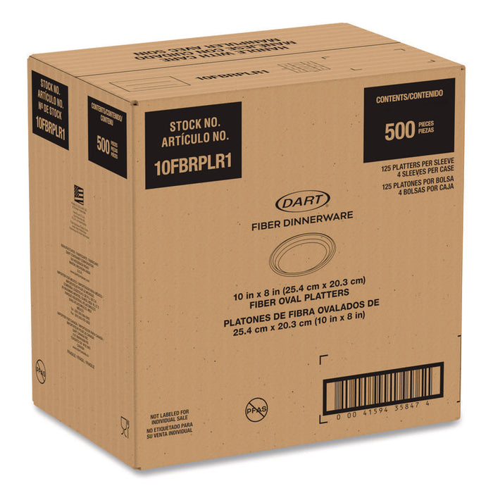 Compostable Molded Fiber Dinnerware, ProPlanet Seal, Platter, 10" Diameter, Natural, 500/Carton