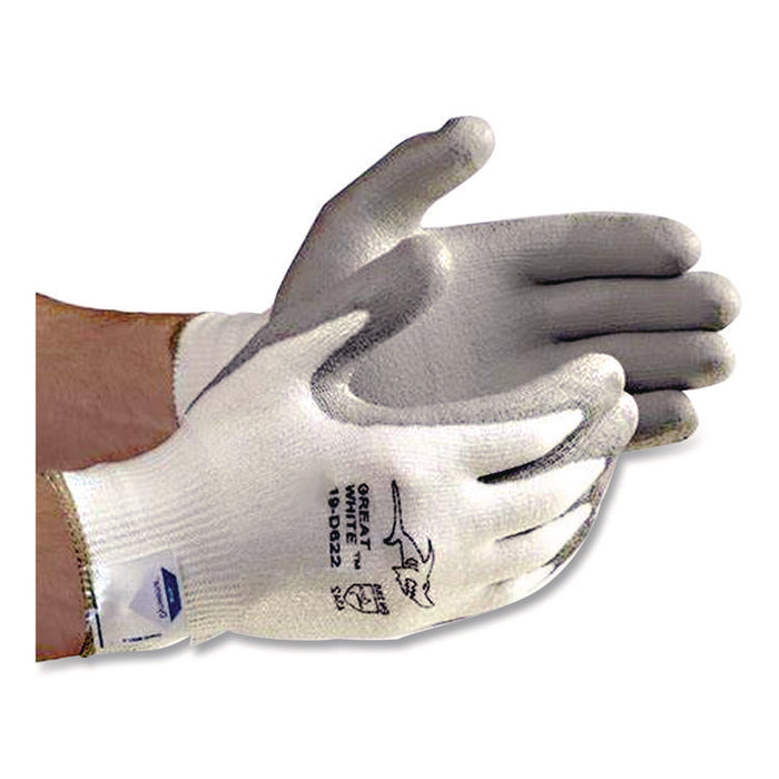 Great White 3GX Seamless Knit Dyneema Diamond Blended Gloves, EN388: 4542, Large, White/Gray, Pair
