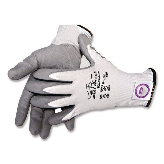 Great White 3GX Seamless Knit Dyneema Diamond Blended Gloves, EN388: 4542, Medium, White/Gray, Pair