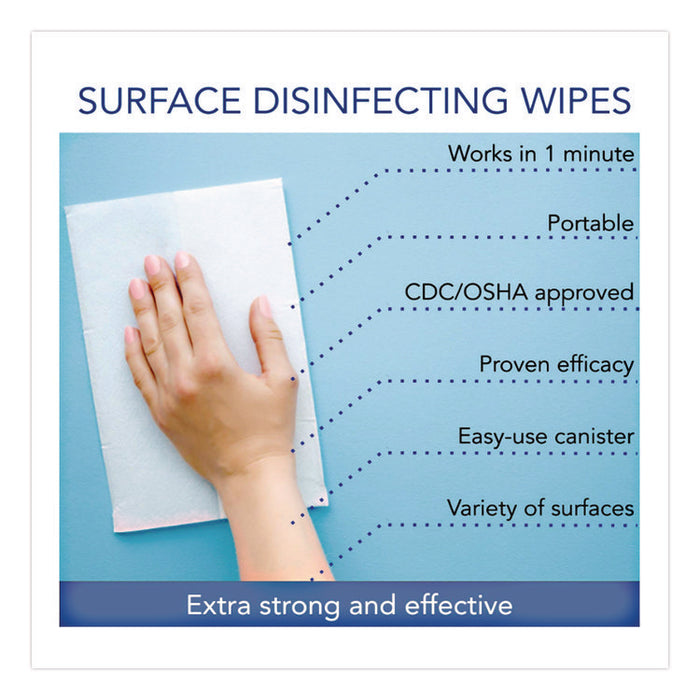 Sani-Cloth Prime Germicidal Disposable Wipes, Extra-Large, 1-Ply, 7.5 x 15, Unscented, White, 70/Canister, 6 Canisters/Carton