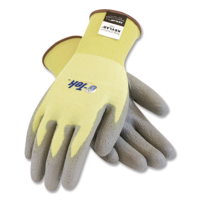 G-Tek KEV Cut-Resistant Seamless-Knit Gloves, EN388: 4231, Medium (Size 8), Yellow/Gray, 12 Pairs