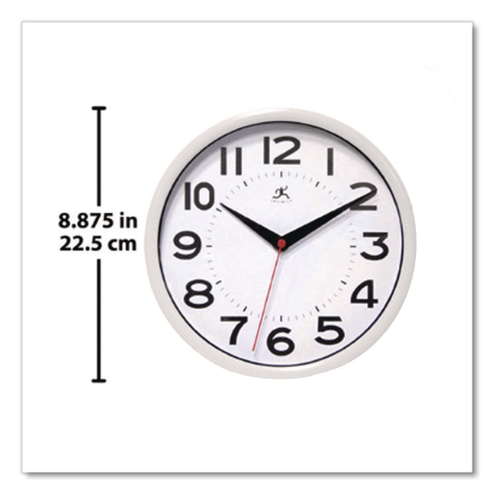 Metro Wall Clock, 9" Diameter, Silver Case, 1 AA (sold separately)