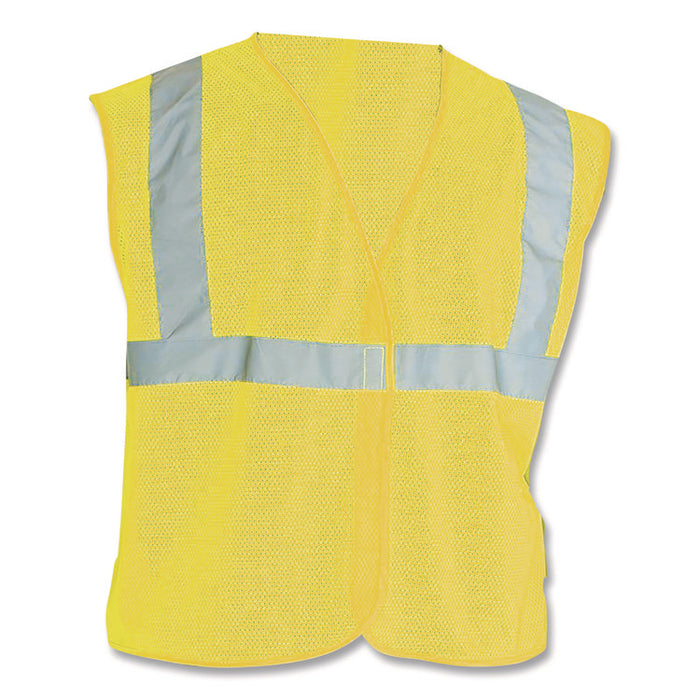 ANSI Class 2 Hook and Loop Safety Vest, Polyester Mesh, 2X-Large, Hi-Viz Lime Yellow