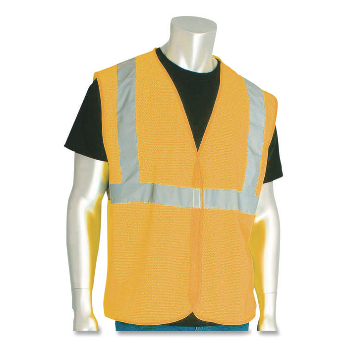 ANSI Class 2 Hook and Loop Safety Vest, Polyester Mesh, 2X-Large, Hi-Viz Orange