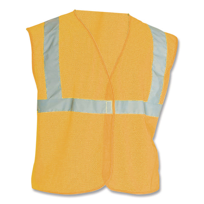 ANSI Class 2 Hook and Loop Safety Vest, Polyester Mesh, Large, Hi-Viz Orange