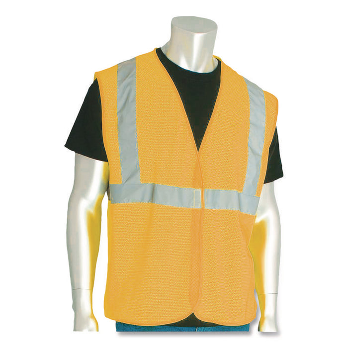 ANSI Class 2 Hook and Loop Safety Vest, Polyester Mesh, X-Large, Hi-Viz Orange